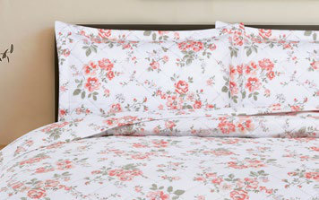 Colcha Estampada Rosas Rosa