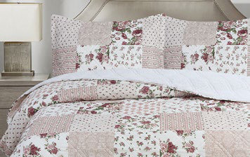 Colcha Sherpa Patchwork Rosa
