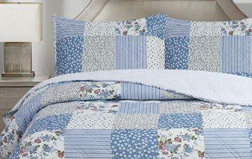 Colcha Sherpa Patchwork Celeste