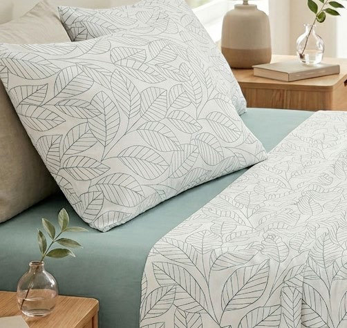 Sábanas 180 Hilos Estampadas Hojas Turquesa