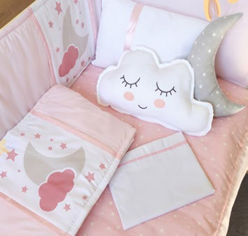 Ajuar Cuna Premium 150X100 9 Piezas Rosado