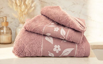 Juego Toallas 450G Hojas 3 Piezas Rosa